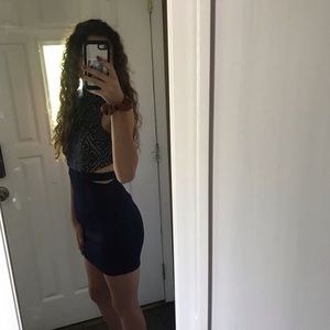 SPEECHLESS: BLUE EMBROIDERED DRESS